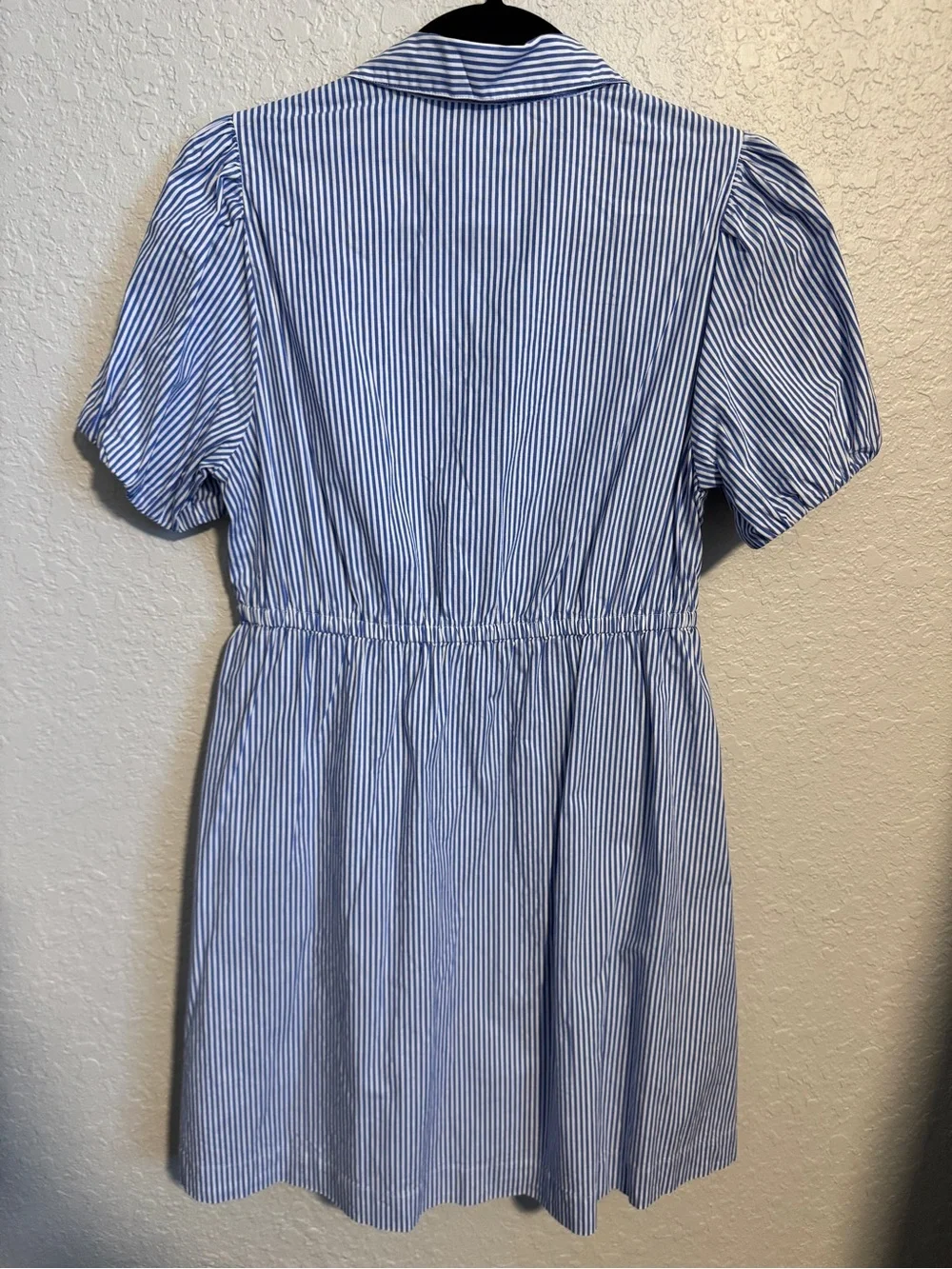 J. Crew Blue and White Striped Midi Shirt Dress